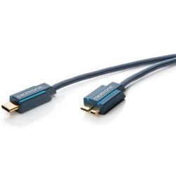 ClickTronic HQ OFC Kabel USB-C/male - USB 3.0 Micro-B/male, modrý, 3m