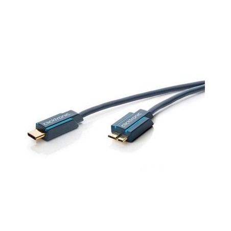 ClickTronic HQ OFC Kabel USB-C/male - USB 3.0 Micro-B/male, modrý, 3m