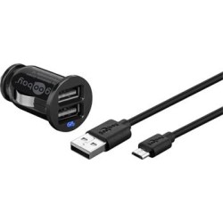 goobay Napájecí 12V autoadaptér na 2xUSB 2,1A s micro USB kabelem 1m