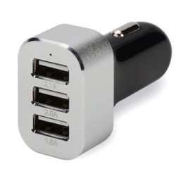 ednet Napájecí 12-18V autoadaptér na 3x USB, 5.1A, černý