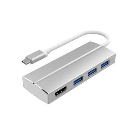 PremiumCord Adaptér USB-C male na HDMI female + 3x USB 3.0, aluminum
