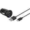 goobay Napájecí 12V autoadaptér na 2x USB 2,1A s kabelem USB-C, černý
