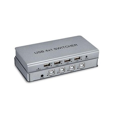 PremiumCord USB Přepínač periferií 4:4 s dálkovým ovládáním nebo přepínáním klávesou zkratkou