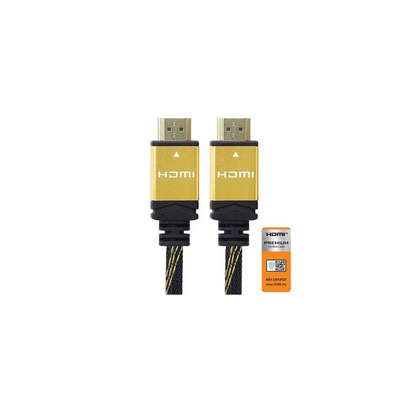 PremiumCord 4K HDMI 2.0b High Speed + Ethernet kabel, zlacené HQ konektory, nylonové provedení, 1,5m