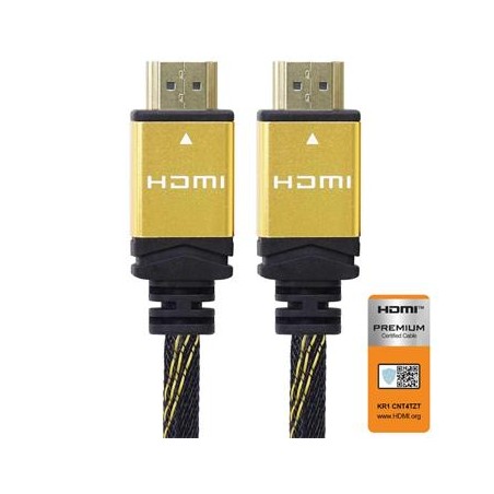 PremiumCord 4K HDMI 2.0b High Speed + Ethernet kabel, zlacené HQ konektory, nylonové provedení, 1,5m