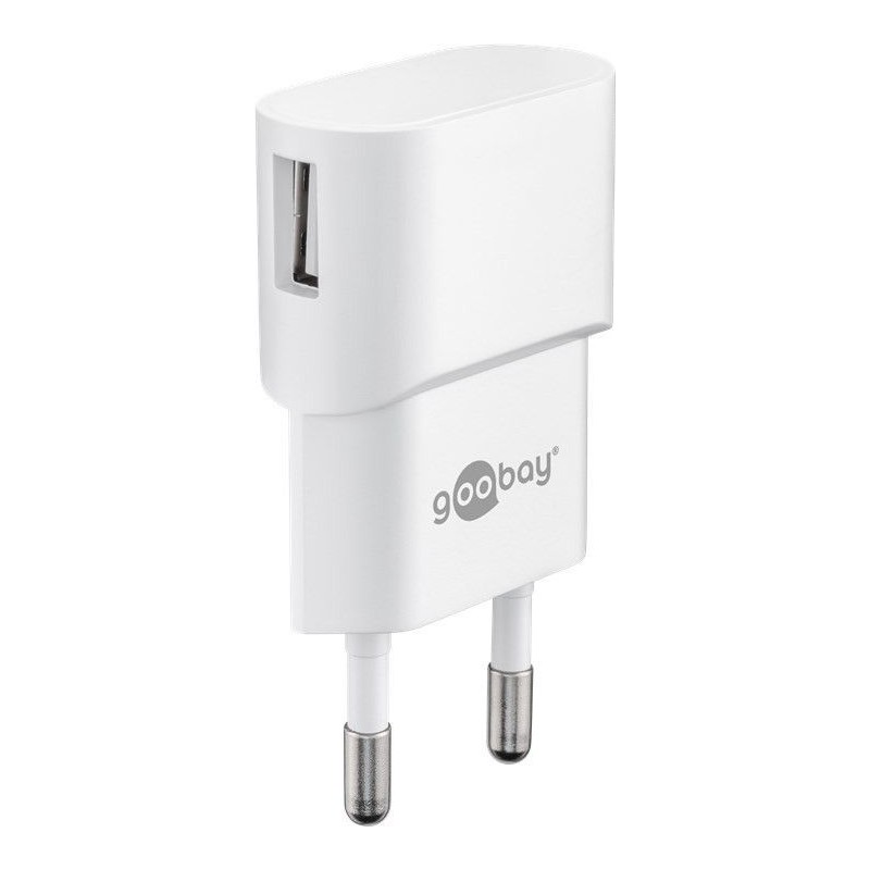 goobay Napájecí a nabíjecí adaptér 230V na USB, max.1A, bílý