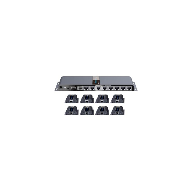 PremiumCord HDMI 1-8 splitter+extender po CAT6/6a/7, FULL HD, 3D