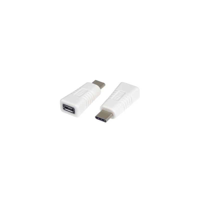 PremiumCord Adaptér USB-C konektor male - micro USB 2.0/female, OTG, bílá