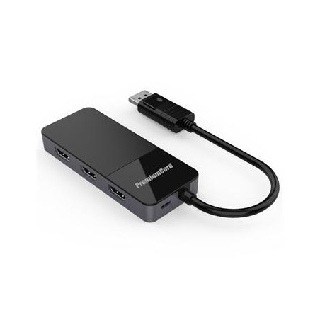 PremiumCord MST adapter DisplayPort 1.4 na 3x HDMI2.0 monitory 4K@60Hz, extended + mirror + duplicate režimy