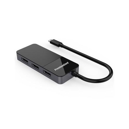PremiumCord USB-C (DP1.4) na 3x DP1.4 MST 8K Adapter extended, mirror, duplicate režimy zobrazení na třech monitorech