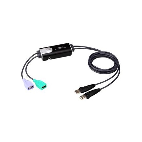 ATEN 2-port USB přepínač KM (klávesnice a myši), integrované kabely