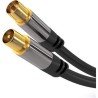 PremiumCord TV antenní HQ propojovací kabel M/F 75Ohm (135dB) 4x stíněný 3m