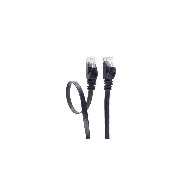 PremiumCord Plochý patch kabel UTP RJ45-RJ45 CAT6 1m černá