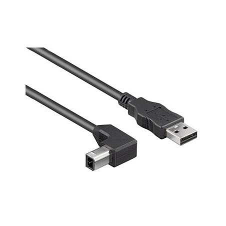 PremiumCord Kabel USB 2.0, A-B, 5m se zahnutým USB-B konektorem 90°