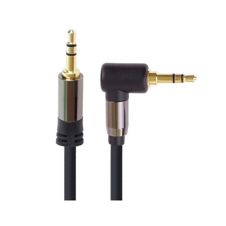 PremiumCord HQ stíněný kabel stereo Jack 3.5mm - Jack 3.5mm zahnutý 90° 5m