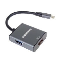 PremiumCord Adapter USB-C na HDMI + USB pro flash disky, klávesnice, myši apod. 4K rozlišení obrazu, Aluminium