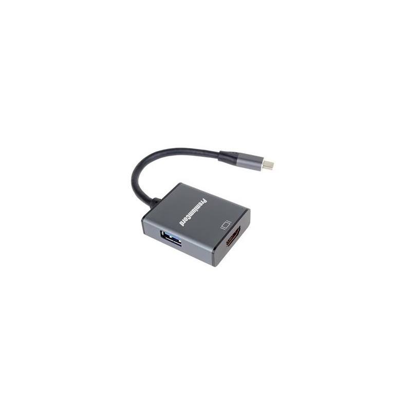 PremiumCord Adapter USB-C na HDMI + USB pro flash disky, klávesnice, myši apod. 4K rozlišení obrazu, Aluminium