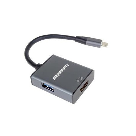 PremiumCord Adapter USB-C na HDMI + USB pro flash disky, klávesnice, myši apod. 4K rozlišení obrazu, Aluminium