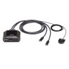 ATEN 2-port USB-C 4K DisplayPort KVM přepínač s přepínačem na kabelu