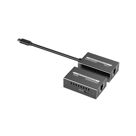 PremiumCord USB-C na HDMI extender přes patch kabel Cat5e/6/6a 4K@60Hz na 60m