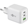 goobay Napájecí a nabíjecí adaptér 230V na 2x USB-C a 1x USB-A PD (Quick charge) 65W, bílý