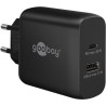 goobay Napájecí a nabíjecí adaptér 230V na 1x USB-C a 1x USB-A PD, 65W, černý