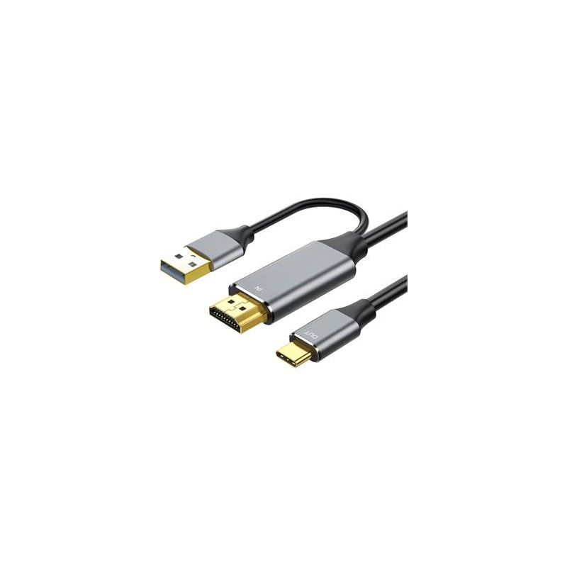 PremiumCord HDMI2.0 na USB-C kabel pro monitory s USB-C konektorem, 4K@60Hz,1080p Aluminium 2m