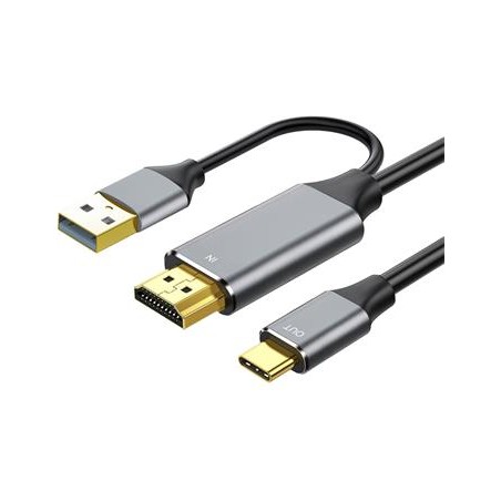 PremiumCord HDMI2.0 na USB-C kabel pro monitory s USB-C konektorem, 4K@60Hz,1080p Aluminium 2m