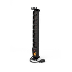 Acar S8 FA Rack IEC 3m kabel, 8 zásuvek, přepěťová ochrana, do racku, černá, IEC C14 konektor