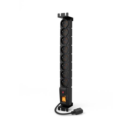 Acar S8 FA Rack IEC 3m kabel, 8 zásuvek, přepěťová ochrana, do racku, černá, IEC C14 konektor