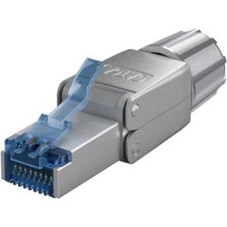Konektor RJ45 8pinů Cat6A stíněný - montáž bez nástroje, průměr kabelu AWG 22/1 - 26/1