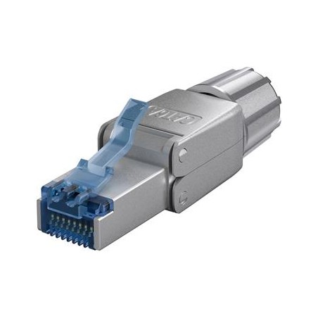Konektor RJ45 8pinů Cat6A stíněný - montáž bez nástroje, průměr kabelu AWG 22/1 - 26/1