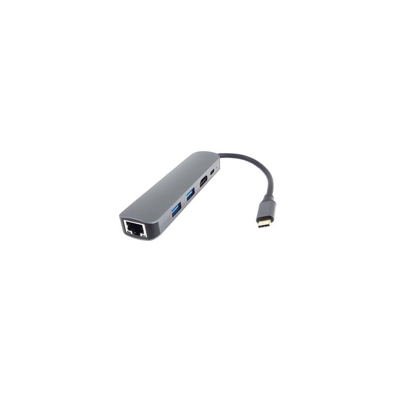 PremiumCord USB-C na HDMI + 2x USB3.2 + PD 100W+ RJ45 10/100/1000Mbps adaptér