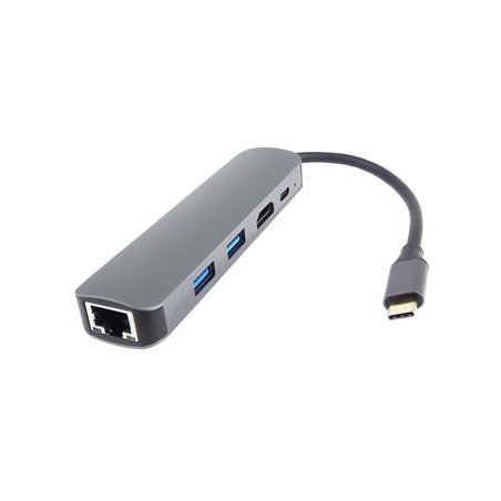 PremiumCord USB-C na HDMI + 2x USB3.2 + PD 100W+ RJ45 10/100/1000Mbps adaptér