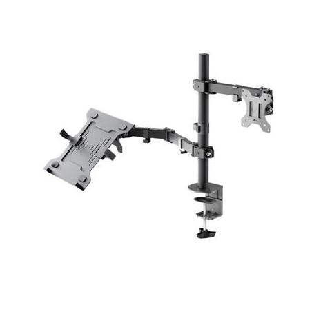 Držák monitoru s notebookem, černý, pracovní stanice pro monitory od 13 do 32 palců (33 - 81 cm) plus notebook