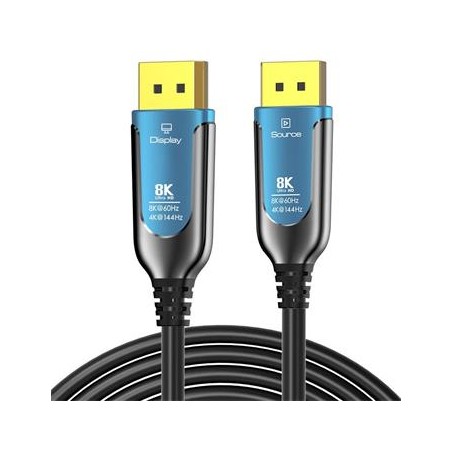 PremiumCord 8K Optický DisplayPort 1.4 přípojný kabel M/M, zlacené konekt. 25m