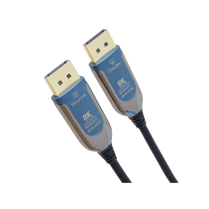 PremiumCord 8K Optický DisplayPort 1.4 přípojný kabel M/M, zlacené konekt. 30m