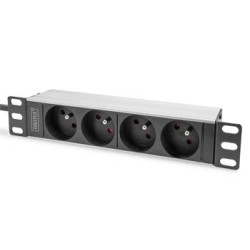 DIGITUS Panel napájecí do 10" racku, zásuvka s kolíkem 4x250V, 1U