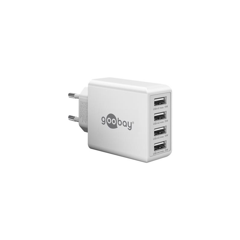 goobay 4 portový nabíječ (30 W) 4x USB-A porty, bílý
