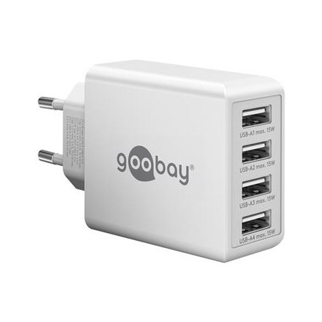 goobay 4 portový nabíječ (30 W) 4x USB-A porty, bílý