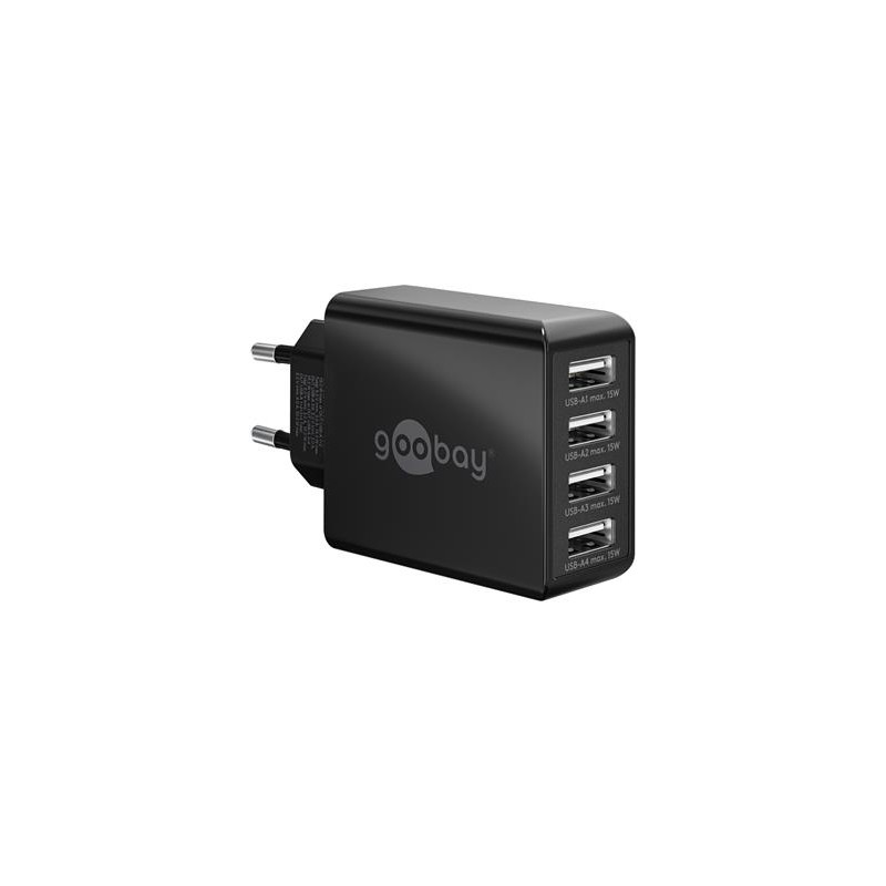 goobay 4 portový nabíječ (30 W) 4x USB-A porty, černý