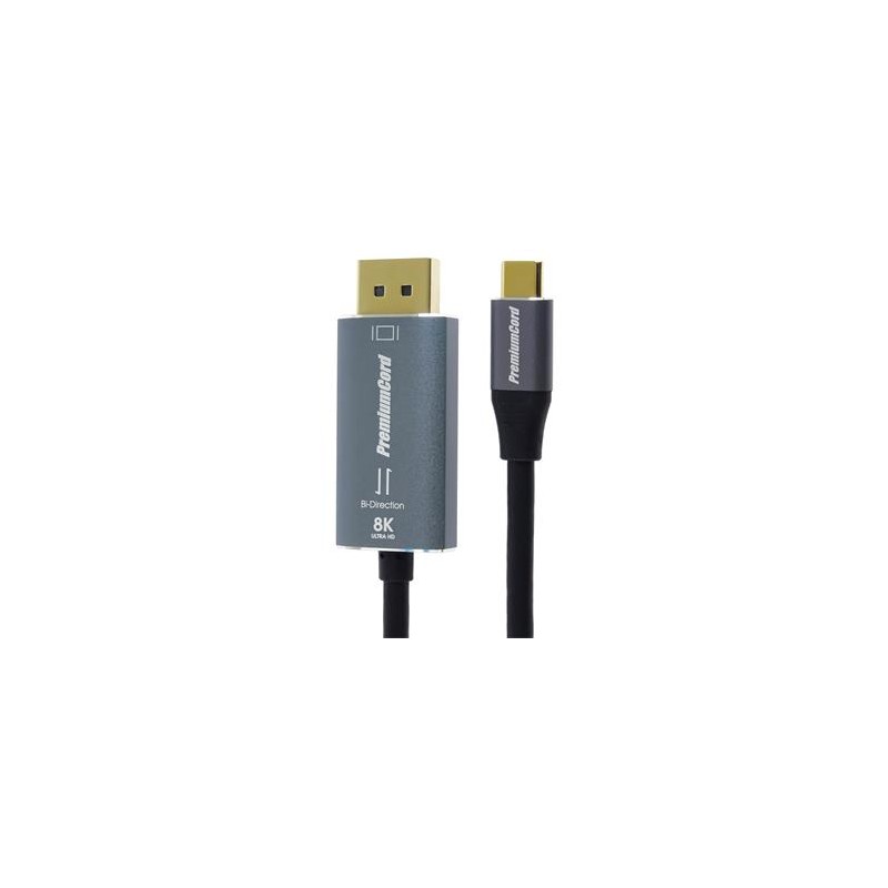 PremiumCord kabel USB-C na DisplayPort DP1.4 Bi-Directional 8K@60Hz a 4k@120Hz 2m