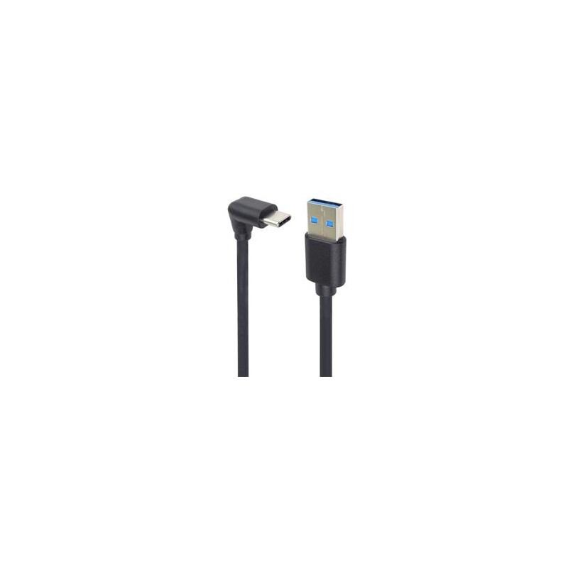 PremiumCord Kabel USB typ C/M zahnutý konektor 90° - USB 3.0 A/M, 1m ku31cze1bk