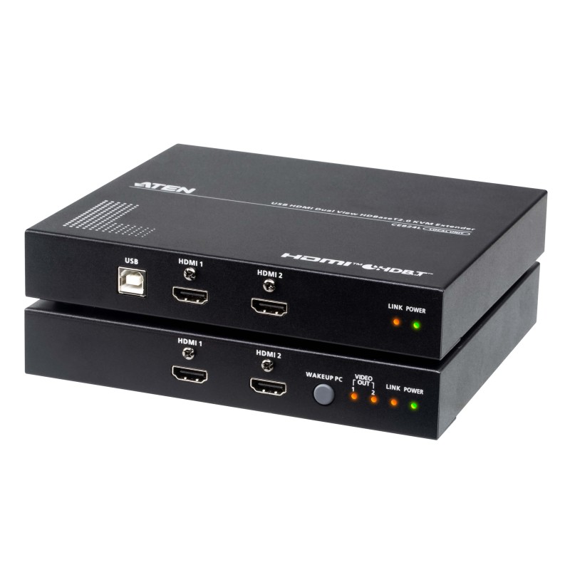 ATEN Extender PC-konzole HDMI Dual View na 100m@4K, HDBaseT 2.0, USB + RS232, audio