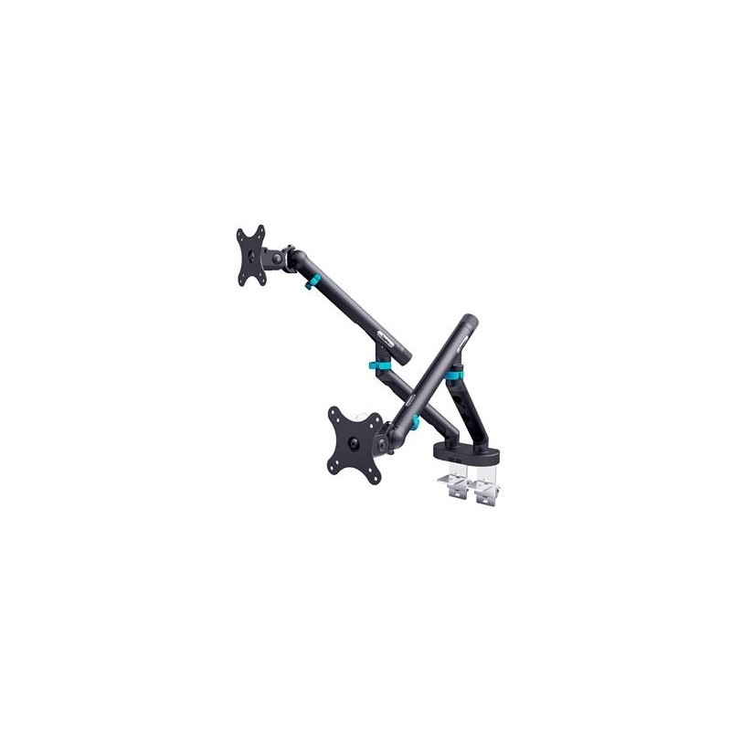 DIGITUS Držák monitoru 2x 35", 2x10 kg, mechanická pružina, VESA: 75x75, 100x100, černý
