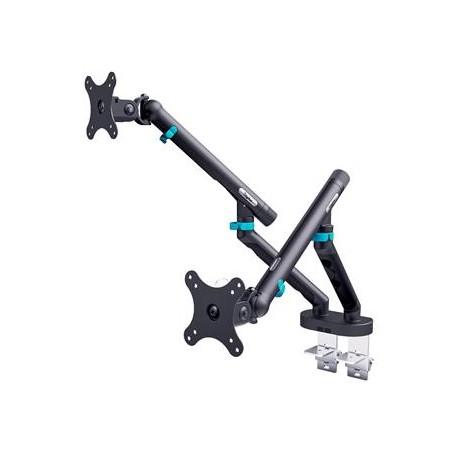 DIGITUS Držák monitoru 2x 35", 2x10 kg, mechanická pružina, VESA: 75x75, 100x100, černý