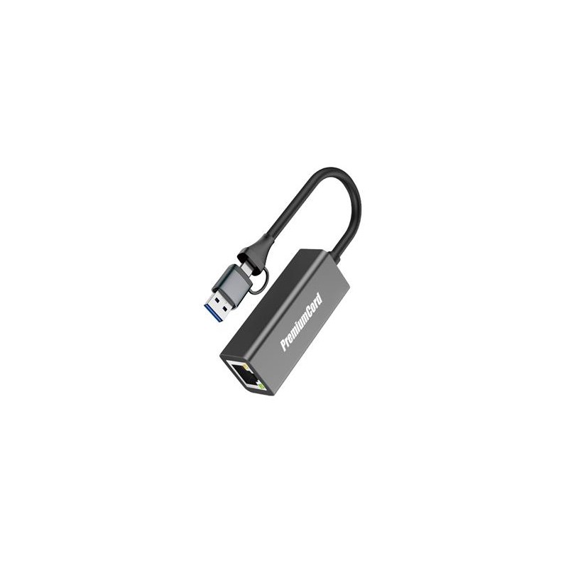 PremiumCord Adaptér USB-C a USB-A na Gigabit 10/100/1000Mbps 15cm