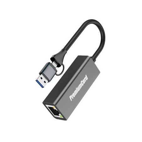 PremiumCord Adaptér USB-C a USB-A na Gigabit 10/100/1000Mbps 15cm