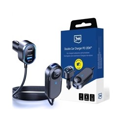 3mk Double Car Charger 135W PD QC PPS USB 2A4C Black/Gray