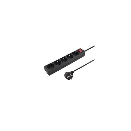 Konnoc DX-5FS 5m pětizásuvka s vypínačem ČERNÁ